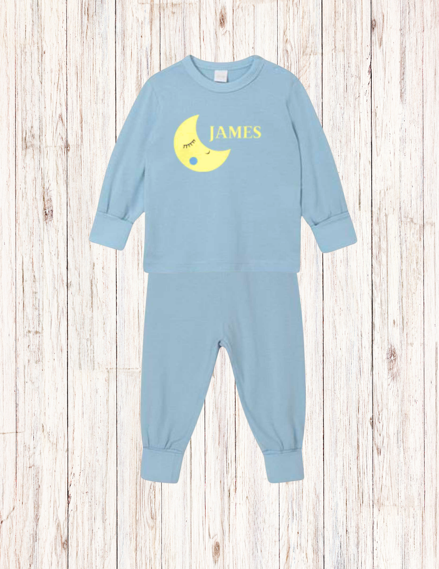 Baby Moon Personalised Pyjamas - Cute baby Pyjamas in pink or blue - Add your baby's name - Keepsake - Customised Baby Gift