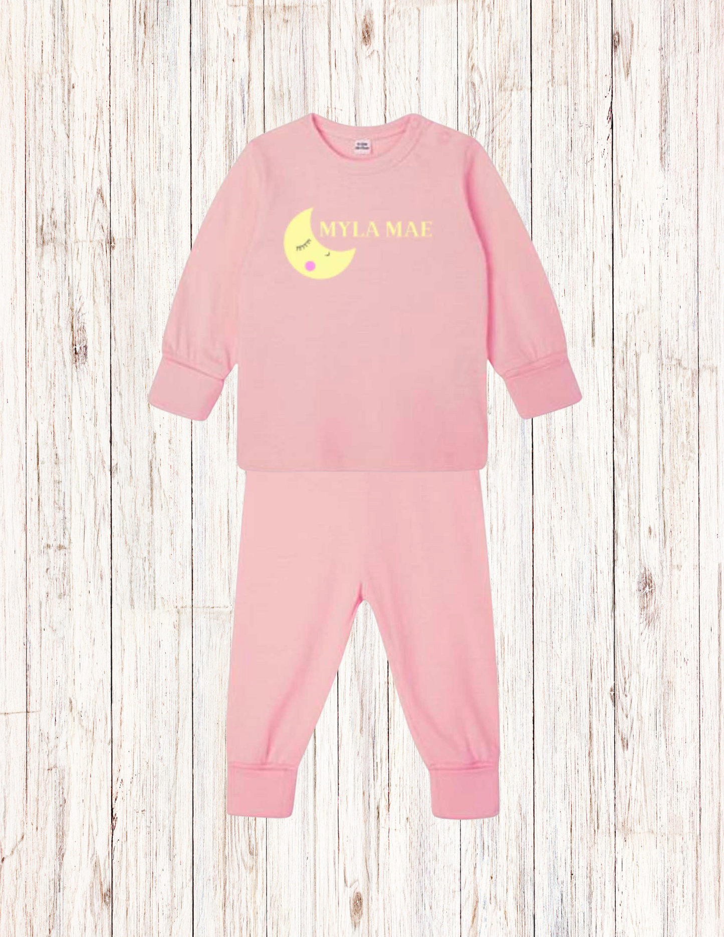 Baby Moon Personalised Pyjamas - Cute baby Pyjamas in pink or blue - Add your baby's name - Keepsake - Customised Baby Gift