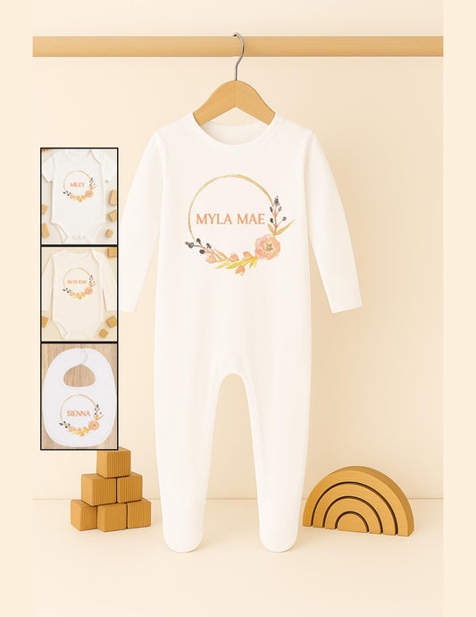 Personalised baby vest bodysuit or sleepsuit, Customisable baby gift, Present for baby girl