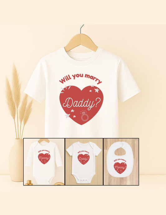 Will you marry Mommy - Will you marry Daddy - T-shirt - Bodysuit - Baby Vests - Proposal Surprise - Customisable Gift