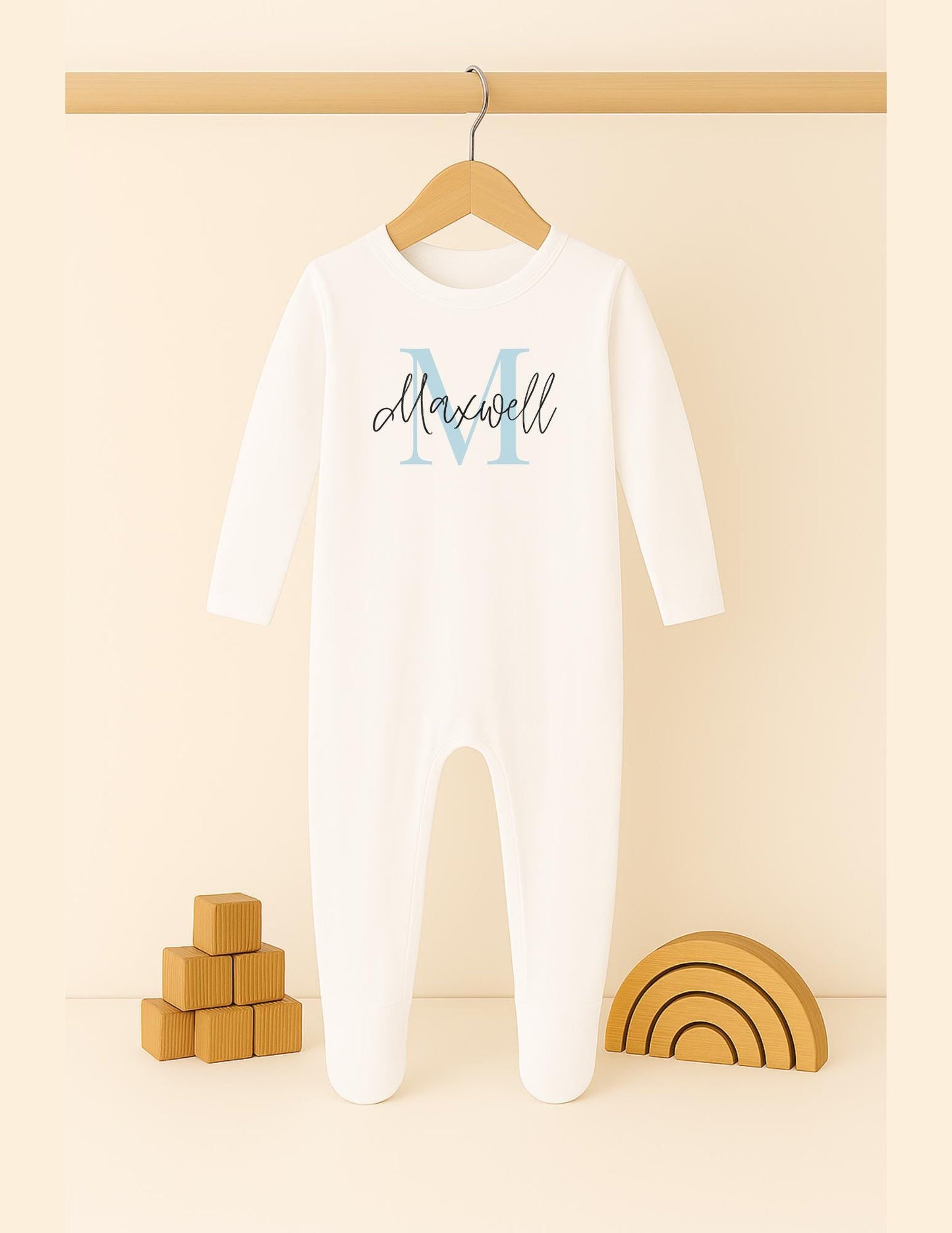 Personalised name t-shirt vest or sleep suit for children toddlers and babies, Baby boy gifts, Baby girl gifts, customisable present.