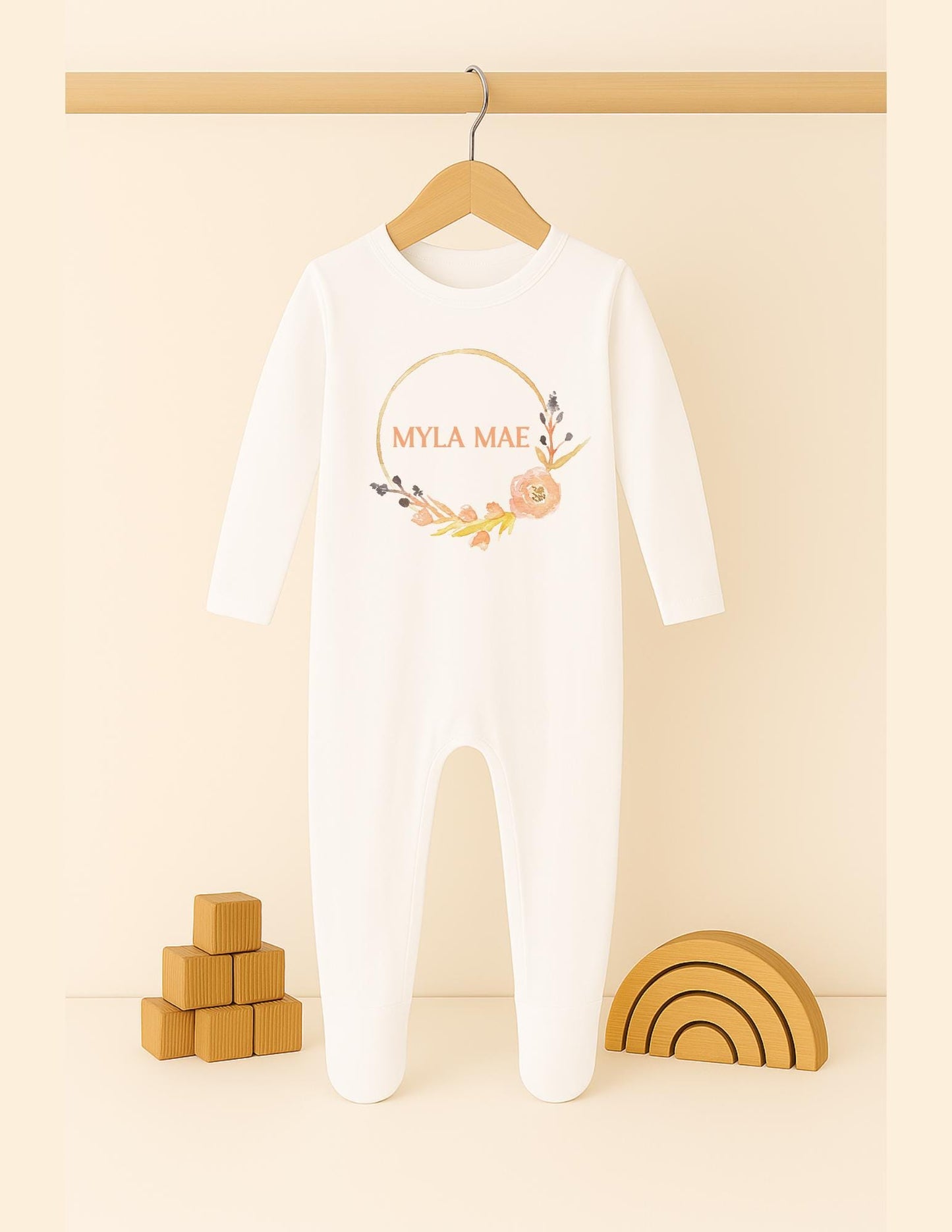 Personalised baby vest bodysuit or sleepsuit, Customisable baby gift, Present for baby girl