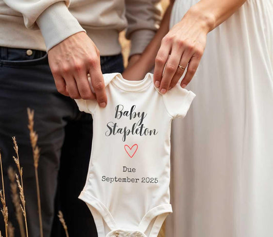 Pregnancy Announcement - Personalised Name Baby Bodysuit - Baby due in ...