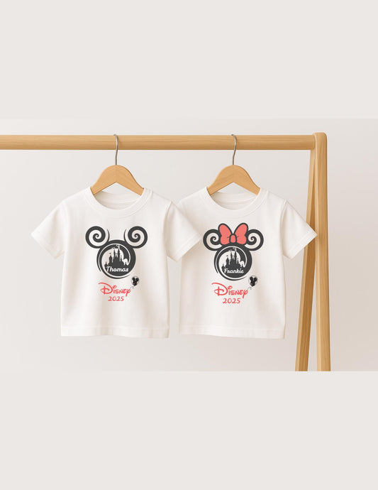 Customised family Disney T-shirts, Personalised kids tops, Mickey Mini Mouse children's clothing
