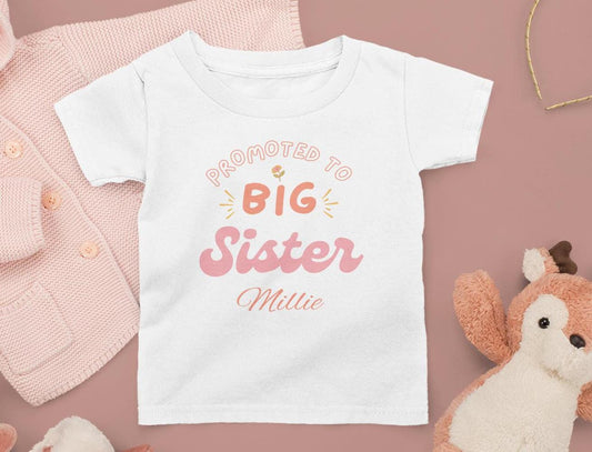 Promoted to Big Sister - Personalised Pregnancy Announcement T-shirt
