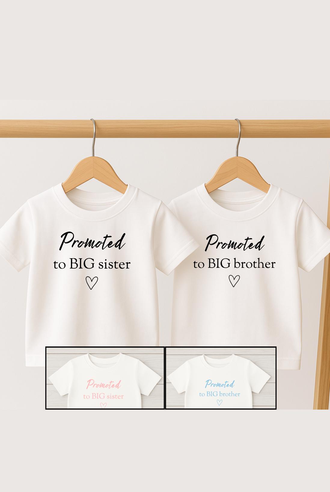 Promoted to big brother/sister t-shirt, New baby announcement top