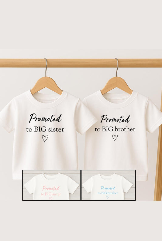 Promoted to big brother/sister t-shirt, New baby announcement top