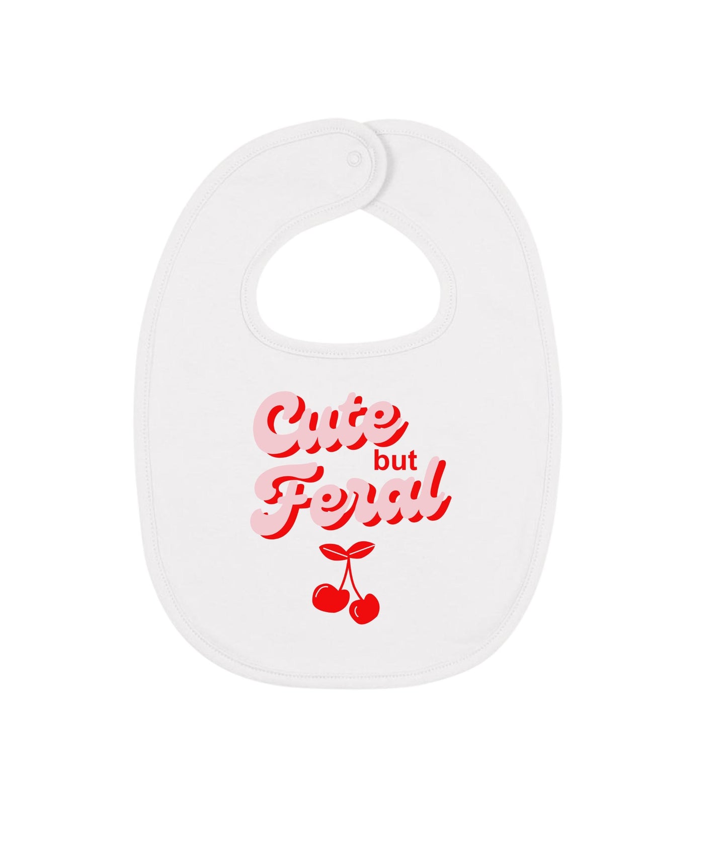 Cute but Feral T-shirt - Funny kids top - Cute cherry pattern - Children's T-shirt Gift - Pink and Red - Present for Girls